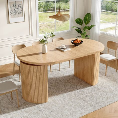 Table multifonctionnelle 120-160x80x76cm - plateau épais 4 configurations rangement adhésif - mdfmétal - naturel (1/5)