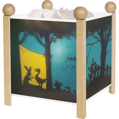 Veilleuse - Lanterne Magique - Cadeau Enfant - Lumière rassurante - Couleur Bois Naturel - Ampoule 12V 10W inclue - Prise Elec. EU (1/4)