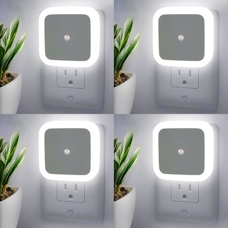 Wandmontierte Nachtlichter – 4er-Pack LED-Nachtlichter mit Dämmerungssensor, sanftes weißes Licht, automatische Ein-/Ausschaltung, geeignet für Kinder, Erwachsene, Familien, Wohnzimmer, Küche, Schlafz