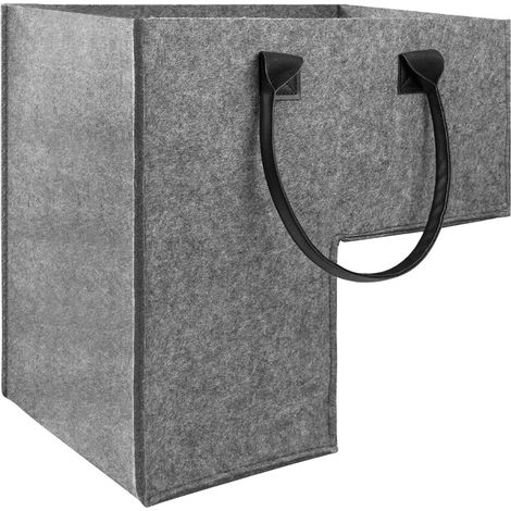 Cesta para juguetes, cesta para escaleras, fieltro, plegable, bolsa de almacenamiento - Con asas - Cesta de almacenamiento en forma de L, gris (1/5)