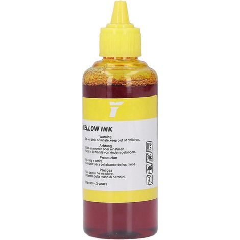 Encre de recharge 100 ml en flacon, haute pureté, jaune, pour imprimantes HP