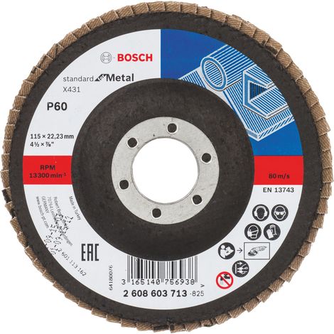Bosch 2608603713 Disco abrasivo de láminas X431 Standard Metal 115mm recto FV G60 10 uds (1/4)