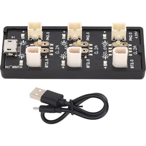 Chargeur USB 6 canaux pour batteries lithium 3.8V/4.35V, carte de charge avec interface d'alimentation standard, adaptateur de recharge multiple compatible piles rechargeables. (1/5)