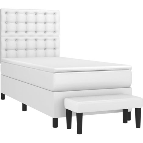 Sommier à lattes de lit avec matelas Blanc 90x190 cm Similicuir vidaXL (1/5)