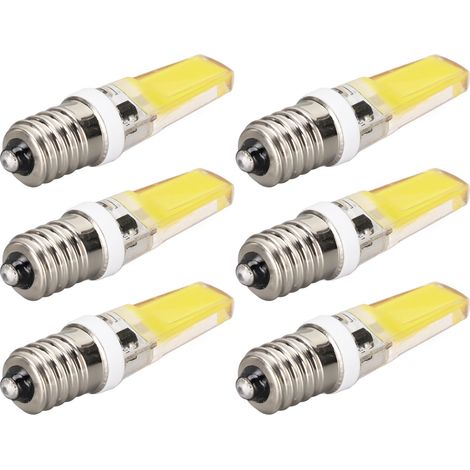 Lot de 6 mini ampoules COB E14, éclairage à 360°, dissipateur thermique en silicone anti-éblouissement, pour lustres et plafonniers, lumière blanche froide 6500K (1/5)