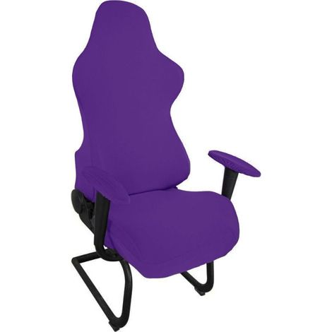 Housse De Chaise - Spandex Extensible - Pour Chaise De Bureau Et Chaise De Jeu - Hauteur Dossier 80-88 Cm - Violet Foncé (1/5)