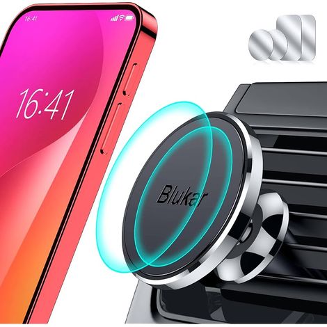 Support Téléphone Voiture Magnétique, Porte Telephone Voiture Aimanté Grille Aération, Super Solide Facilité&d'installation&Aimant Puissant&360°Rotation pour iPhone 17/16/15& 4-6.7" Smartphone (1/5)