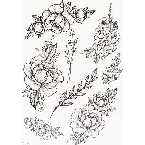Tatouages temporaires femme fleurs waterproof longue durée autocollants corps TH-391 (1/5)