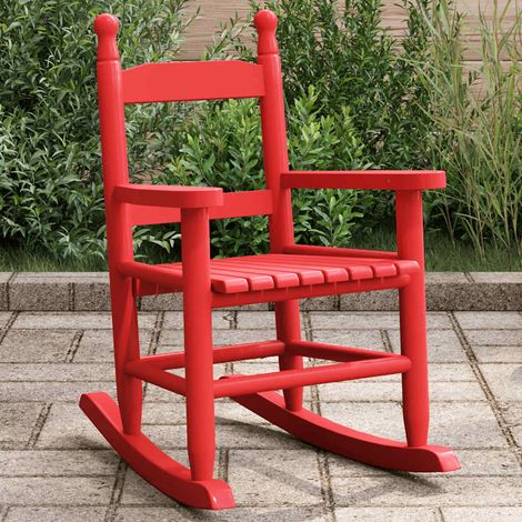 Chaise à bascule enfant rouge en bois de peuplier massif 36 x 46,5 x 57 cm - PANGIVO (1/5)