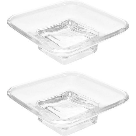 Diaphanous pour salle de bain, porte-savon carré décoratif compact et résistant à l'usure, lot de 2, en verre antidérapant. (1/5)