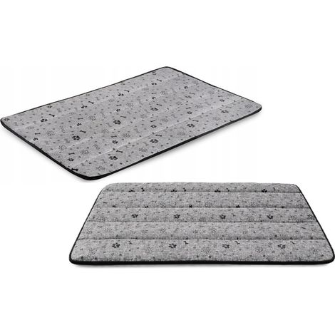 Tapis de lit pour chien 120x80 cm imperméable os noirs