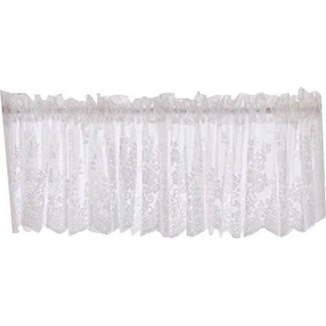 Rideau court en dentelle, demi-rideau, occultant, pour fenêtre, cuisine, balcon, 130 x 41 cm-White (1/3)
