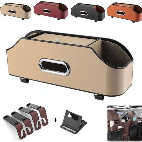 1 ORGANISEUR DE SIEGE, pour rangement siège arrière, compatible avec supports téléphone, accroche tête de siège, boîte multifonctionnelle véhicule (1/5)