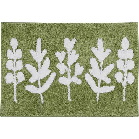 Tapis d'entrée floqué à motif de feuilles vertes, tapis de salle de bain absorbant l'eau, antidérapant, n° 2 (1/5)