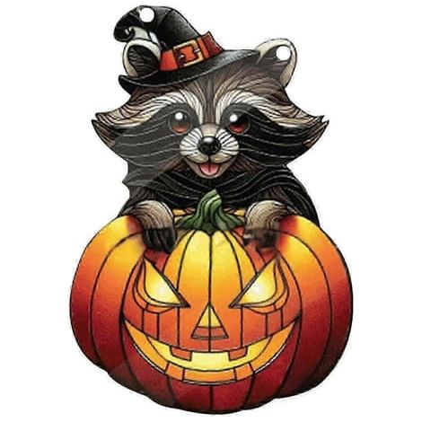 Décoration de fenêtre citrouille en acrylique raton laveur pour Halloween 2026 (1/5)