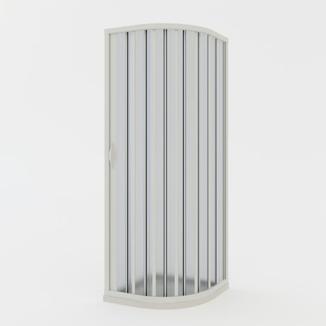Mampara de ducha plegable semicircular de pvc reducible reversible h 185 cm mod. Loto con apertura Lateral 90x90 cm