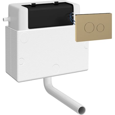 Nuie Pneumatic Dual Flush Concealed Cistern and Brushed Brass Push Buttons - XTY011M03 (1/2)