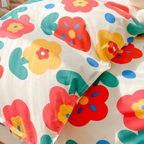 Ensemble de literie trois ou quatre pièces en tissu brossé épais, drap-housse et housse de couette simples pour lit simple automne-hiver, literie fraîche et propre, style rétro sans coutures, convient (1/5)