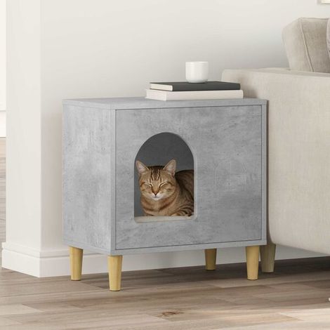 Niche pour chat, en béton, 51 x 30 x 52 cm, bois d'ingénierie (1/4)