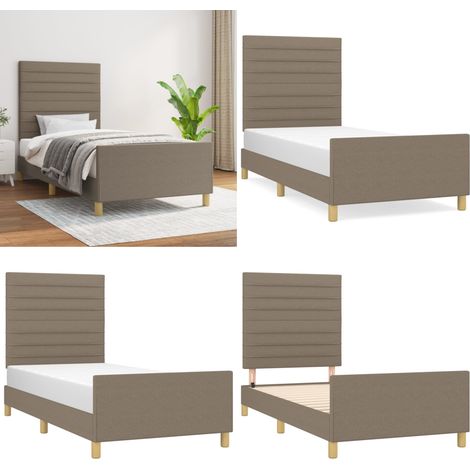 Bettgestell ohne Matratze Taupe 80x200 cm Stoff - Bettgestell - Holzrahmen - Lattenrost - Kopfteil - Doppelbett - Home & Living