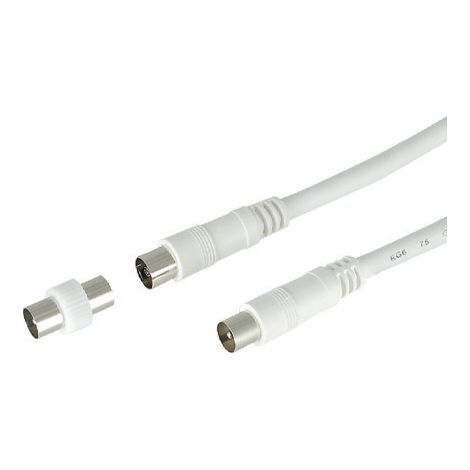 Prolongateur TV 9,52 mm blanc mâle/femelle 1,5 mètre + adaptateur mâle/mâle - SEDEA - 944201
