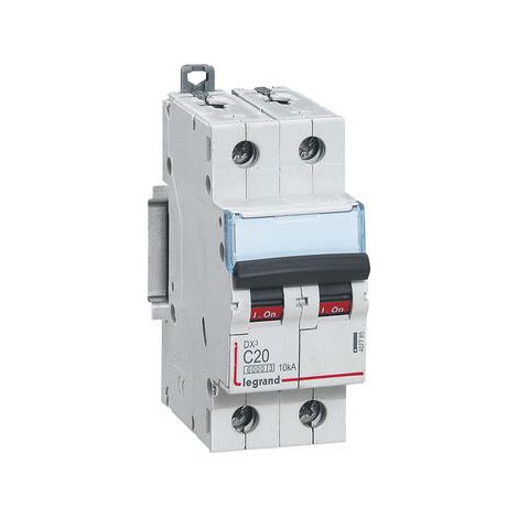 Disjoncteur DX³6000 10kA arrivée haute/départ bas vis 2P 20A courbe C - 2 modules - 407785 (1/2)