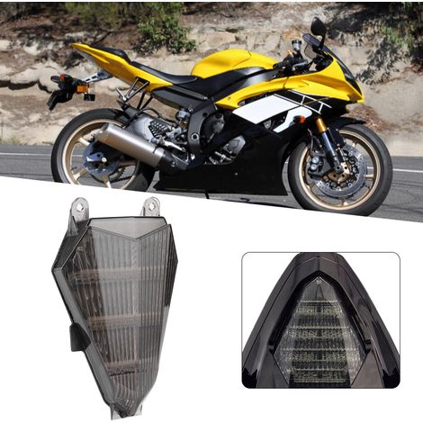 Feu arrière LED moto avec clignotants, lentille fumée pour Yamaha YZF R6 2006-2016 (1/5)