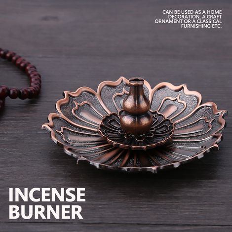 Plaque d'encensoir en cuivre Plateau d'encens Fleur de Lotus Porte-brleur d'encens à modeler. (1/5)