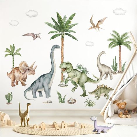 Stickers Muraux Dinosaure XXL Autocollants Muraux Dino Palmier (1/5)