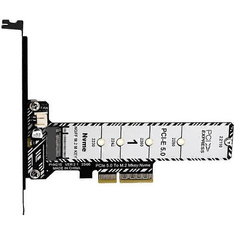 Carte d'extension adaptatrice M.2 NVMe SSD vers PCIe x4 pour SSD 2230, 2242, 2260, 2280 et 22110 support pleine hauteur PH4215L. (1/5)