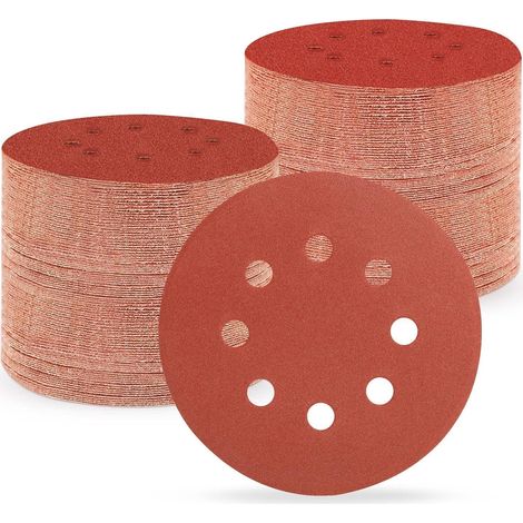Schleifscheiben 125mm Klett Rund 8 Loch 150 Stück 240 Körnung (1/5)