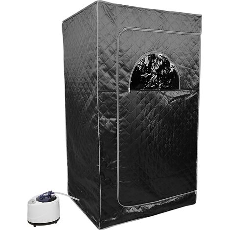 Skecten Sauna Vapor Portatil,Cabina BañOs De Sauna con Vaporizador Y Accesoriosaporizador - Negro