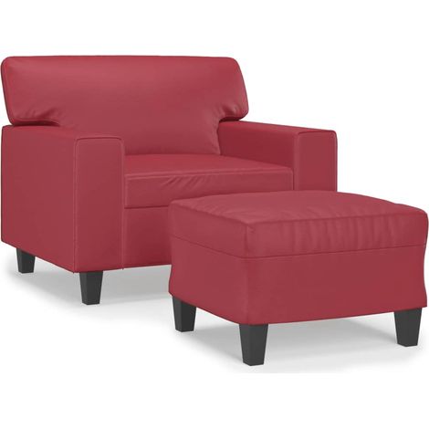Maison Exclusive - Sessel mit Hocker Weinrot 60 cm Kunstleder