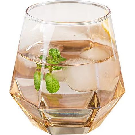 Set mit 4 Weingläsern, stielose, regenbogenfarbene Weingläser, 10 oz (ca. 300 ml) rautenförmige Gläser, beste Geschenkidee