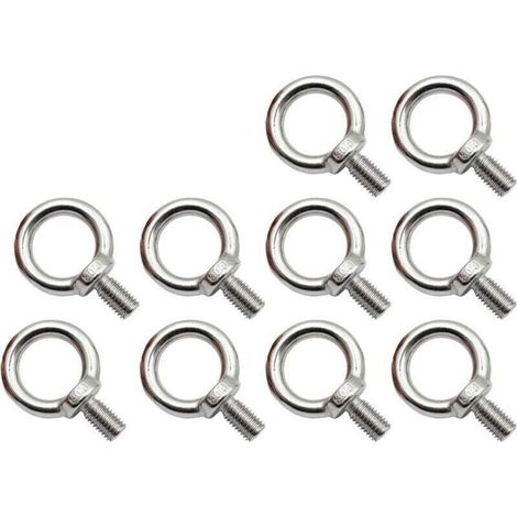 Pack de de 10 boulons à œil M8 en acier inoxydable, XU, Boulons à œil antirouille, Boulon à œil rond, Boulon à œil rond, Boulon à œil, Acier inoxydable 304, Pas facile à corroder. - KZQ (1/4)
