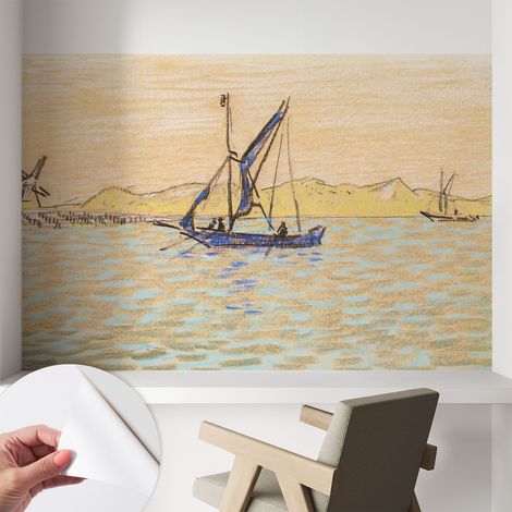 Papier peint autocollant Mural avec colle pour salon et chambre Décoration murale rapide Calme marin 104x70 cm (1/5)