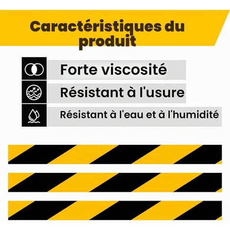Ruban de Signalisation de Marquage de d'avertissement Ruban de Signalisation au Sol PVC 50mm×32m Jaune/Noir (1/3)