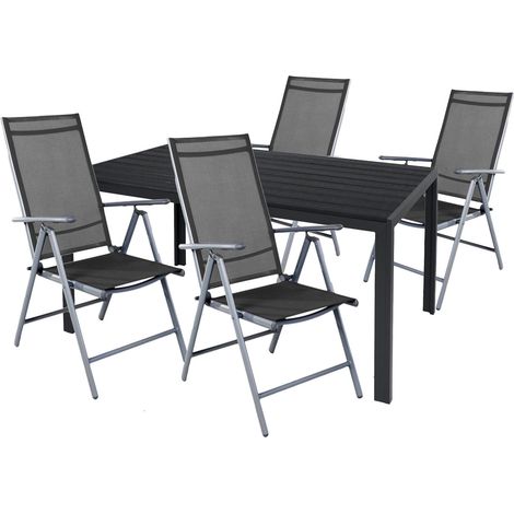Gartengarnitur 5-teilig 125x70cm Anthrazit/schwarz +4x Hochlehner-MMC372234+4xMMC5000DG (1/5)