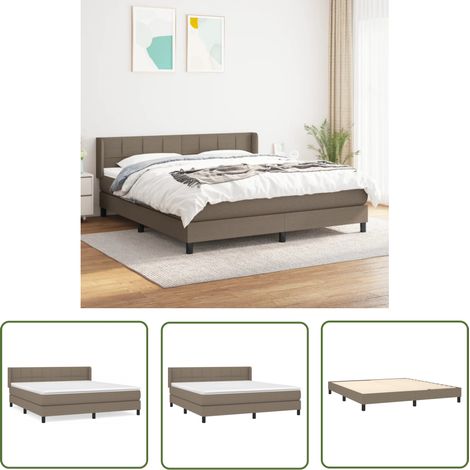 The Living Store Boxspringbett mit Matratze Taupe 180x200 cm Stoff - Boxspringbett - Doppelbett - Lattenrost - Bettrahmen - Massivholzbette (1/5)