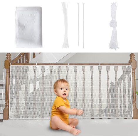 Filet de sécurité pour balcon 300 cm x 90 cm – Installation facile – Polyester résistant à l'eau – Protection anti-chute pour enfants