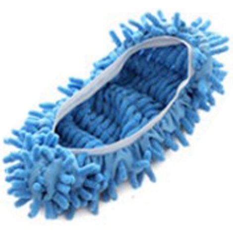 1 Paire Chaussons Serpillière Nettoyage Sol, Pantoufles Lavables Maison (Bleu) (1/2)