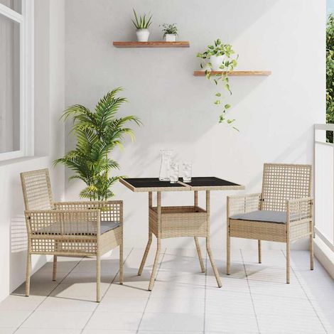 vidaXL Conjunto de Comedor de Jardín 3 pcs Beige ratán sintético (1/5)