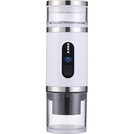 Machine à café portable électrique expresso haute capacité (80 ml), version sans chauffage, idéale pour le camping, les voyages et le bureau (blanche). (1/5)