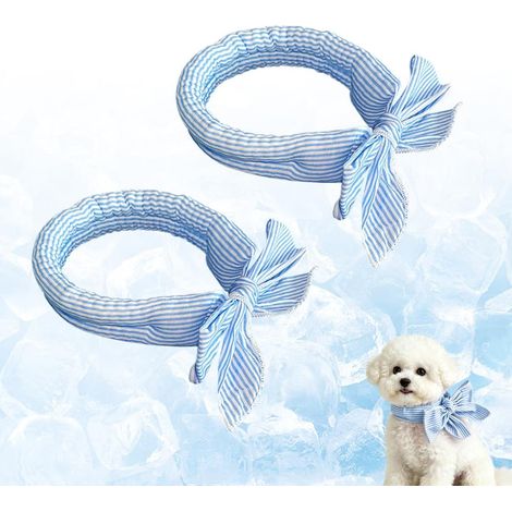 Collier Rafraîchissant pour Chiens, Lot de 2 Foulard Glacé pour Animaux Ajustable Longueur, Bandana Refroidissement Réutilisable Lavable, pour Chien Chat Été Canicule (1/5)