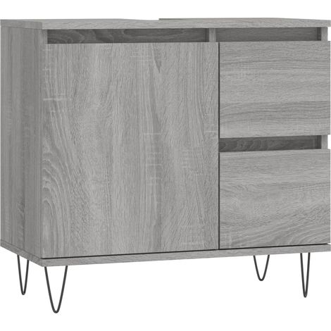 Meuble de Rangement Toilette,Armoire de bain sonoma gris 65x33x60 cm bois d'ingénierie -94964 (1/5)
