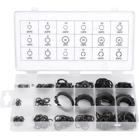 Anneau de retenue de circlips - 300 PCS - Métal durci - 2 mm - Résistant et durable (1/4)