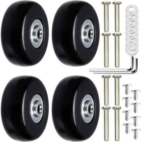 FENOPLASTICARoulette Valise, 4Pièces Valise Roues de Rechange Valise Roues Remplacement Roue de Valise Universelle Bagages Essieux et roulette (1/4)