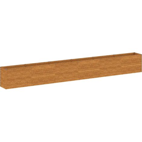 Fioriera decorativa quadrata rialzata 578 x 50 x 69 cm ampio spazio esterno realizzata in acciaio Corten arrugginito 020046137