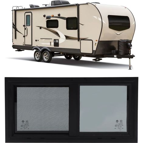 Fenêtre coulissante à angle droit 550260 mm avec moustiquaire, adaptée aux cadres de porte d'une épaisseur de 25 à 40 mm, applicable aux camping-cars, aux caravanes et aux véhicules de chantier (TFC00 (1/5)