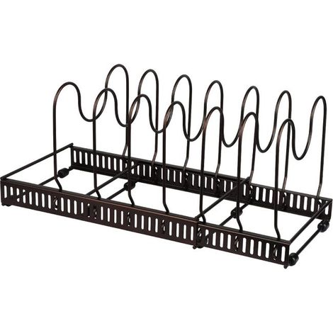 Porte-Couvercles et Poêles en Métal Renforcé, Organiseur de Cuisine à 7 Compartiments, Support Vertical Anti-Rouille pour Couvercles, Poêles, Plats et Ustensiles (1/3)